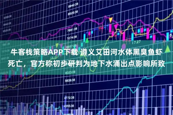 牛客栈策略APP下载 遵义艾田河水体黑臭鱼虾死亡，官方称初步研判为地下水涌出点影响所致